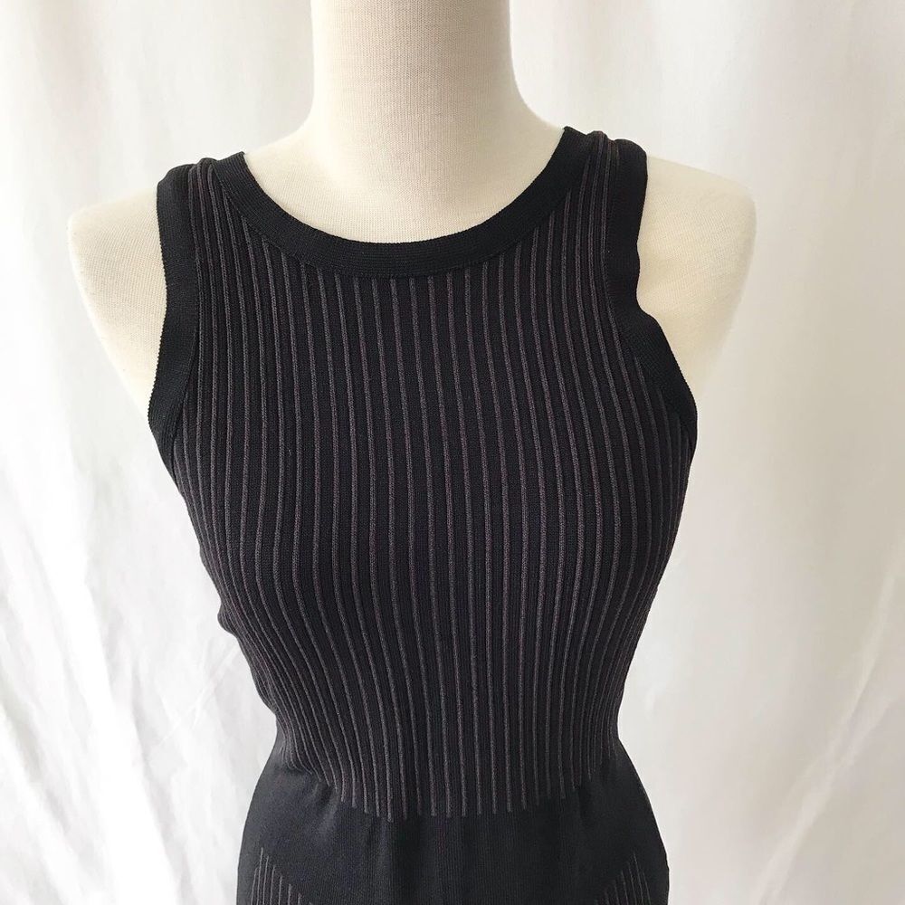 John + Jenn Black Ribbed Bodycon Midi Dress Sleeveless Fitted Capsule Size S - Picture 3 of 11
